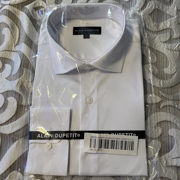 Alain Dupetit Men's Size Large White Long Sleeve Button Front Dress Shirt NEW - Picture 5 of 7